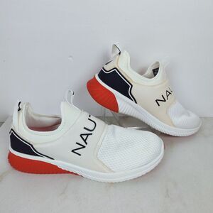 Nautica Men's Coaster Slip On Sneakers Tennis Shoes, White Red Navy, Sz 12